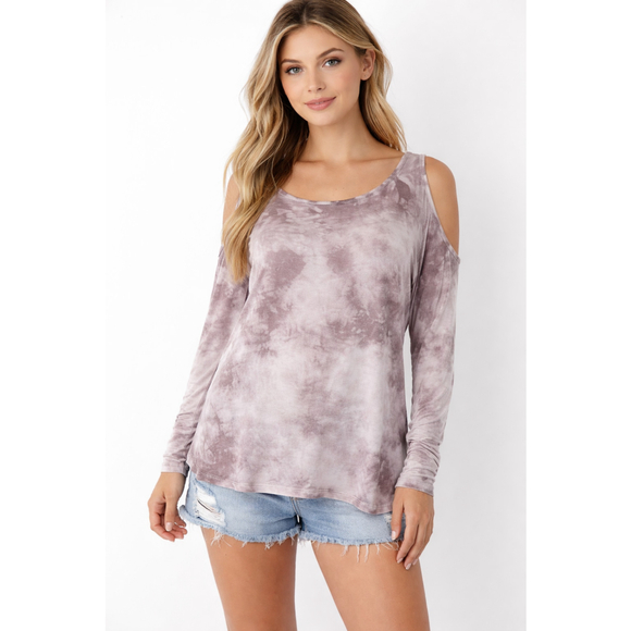 American Eagle Cold Shoulder Tie Dye Top Small Soft Stretch Boho Casual - Picture 9 of 9